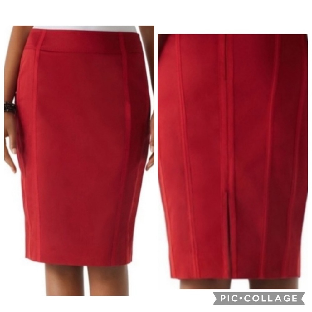 WHBM Dark Red Pleated Pencil Skirt Size 6